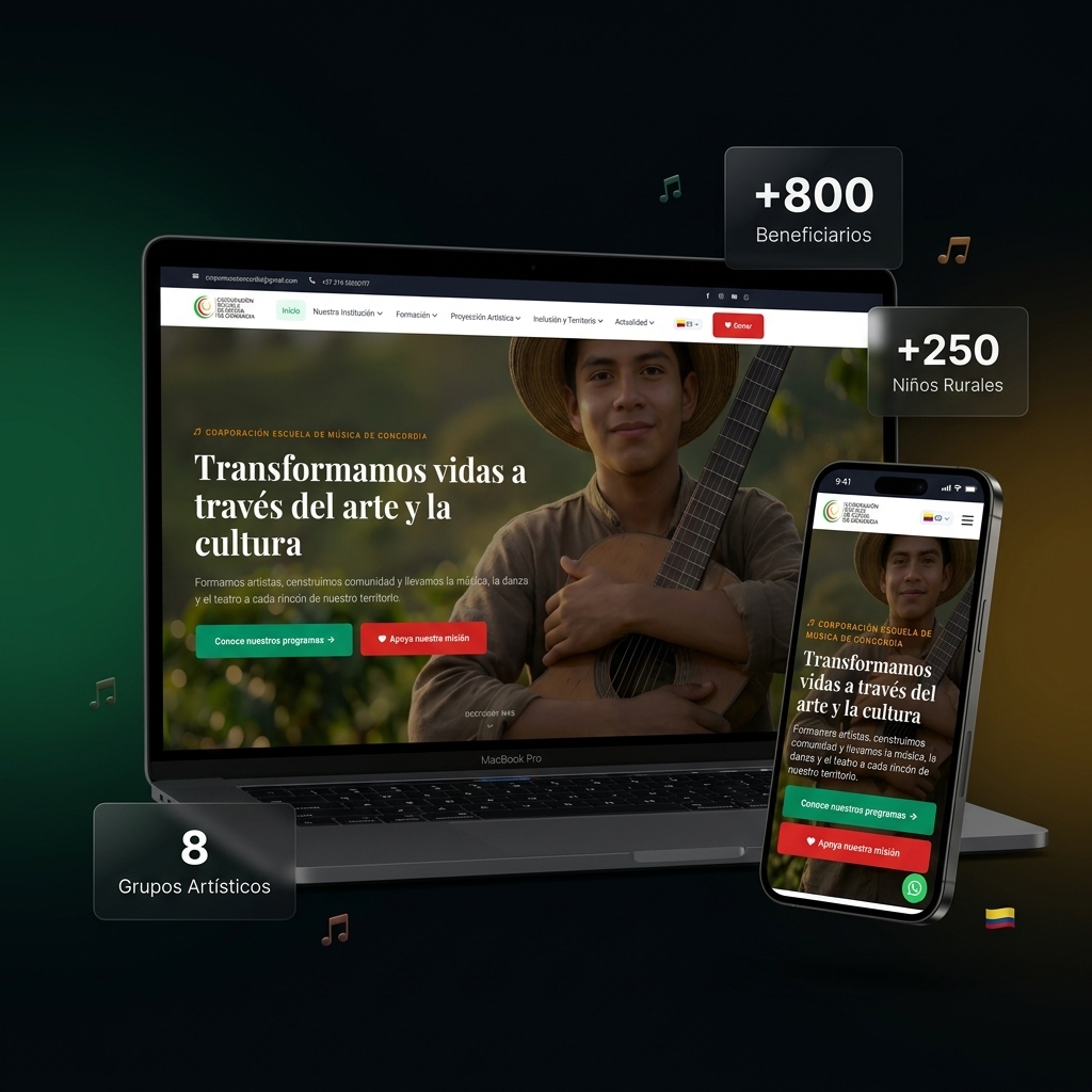 Mockup de Cormúsica Concordia — web institucional