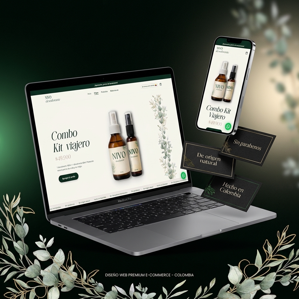 Mockup de Nivo Desodorante — e-commerce de productos naturales