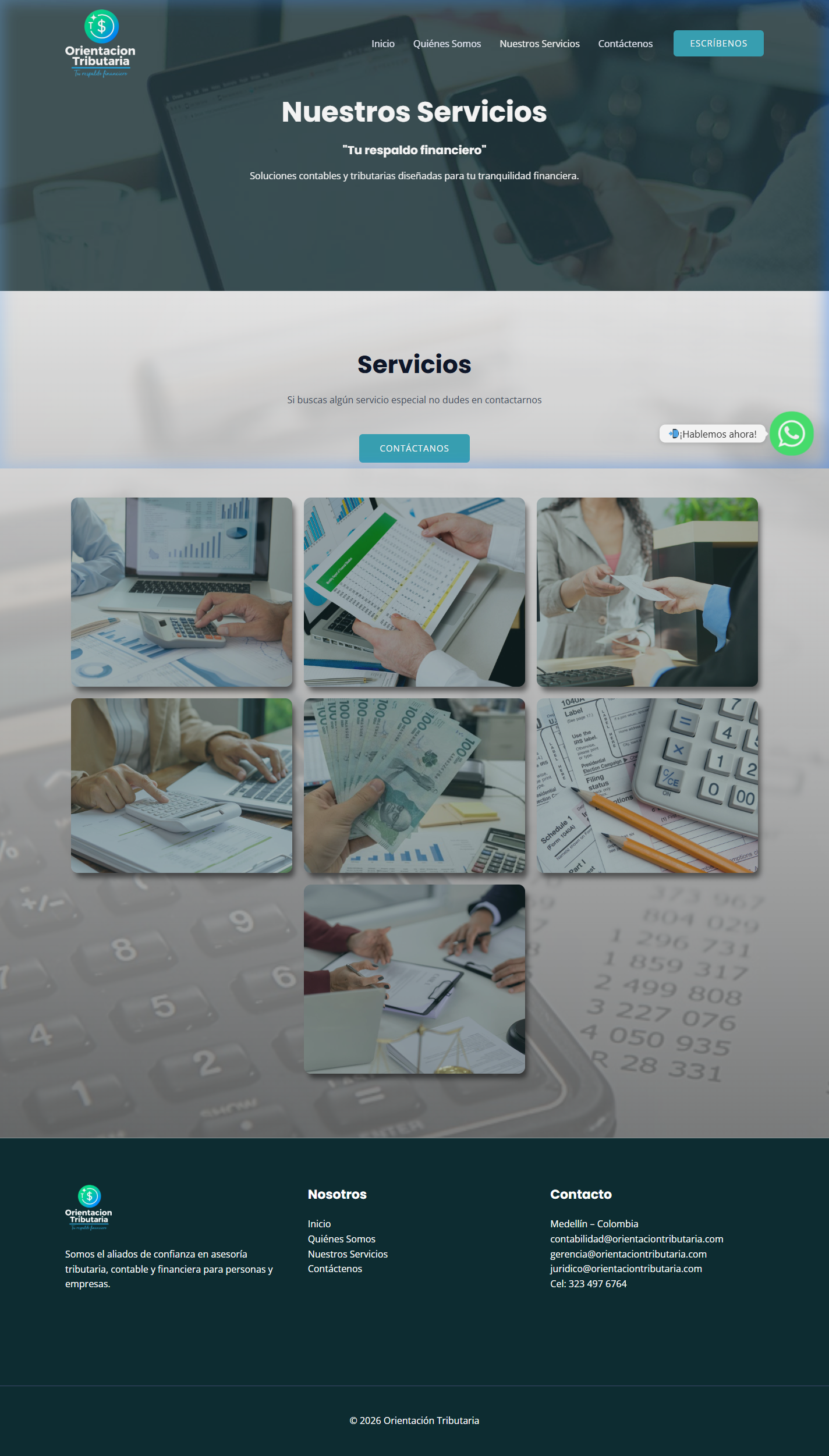 Página completa de Servicios con galería de imágenes